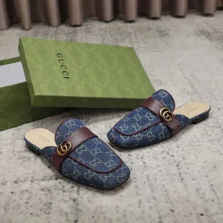 Gucci Horsebit 1955 牛仔 GG 印花 棕色 带 乐福鞋