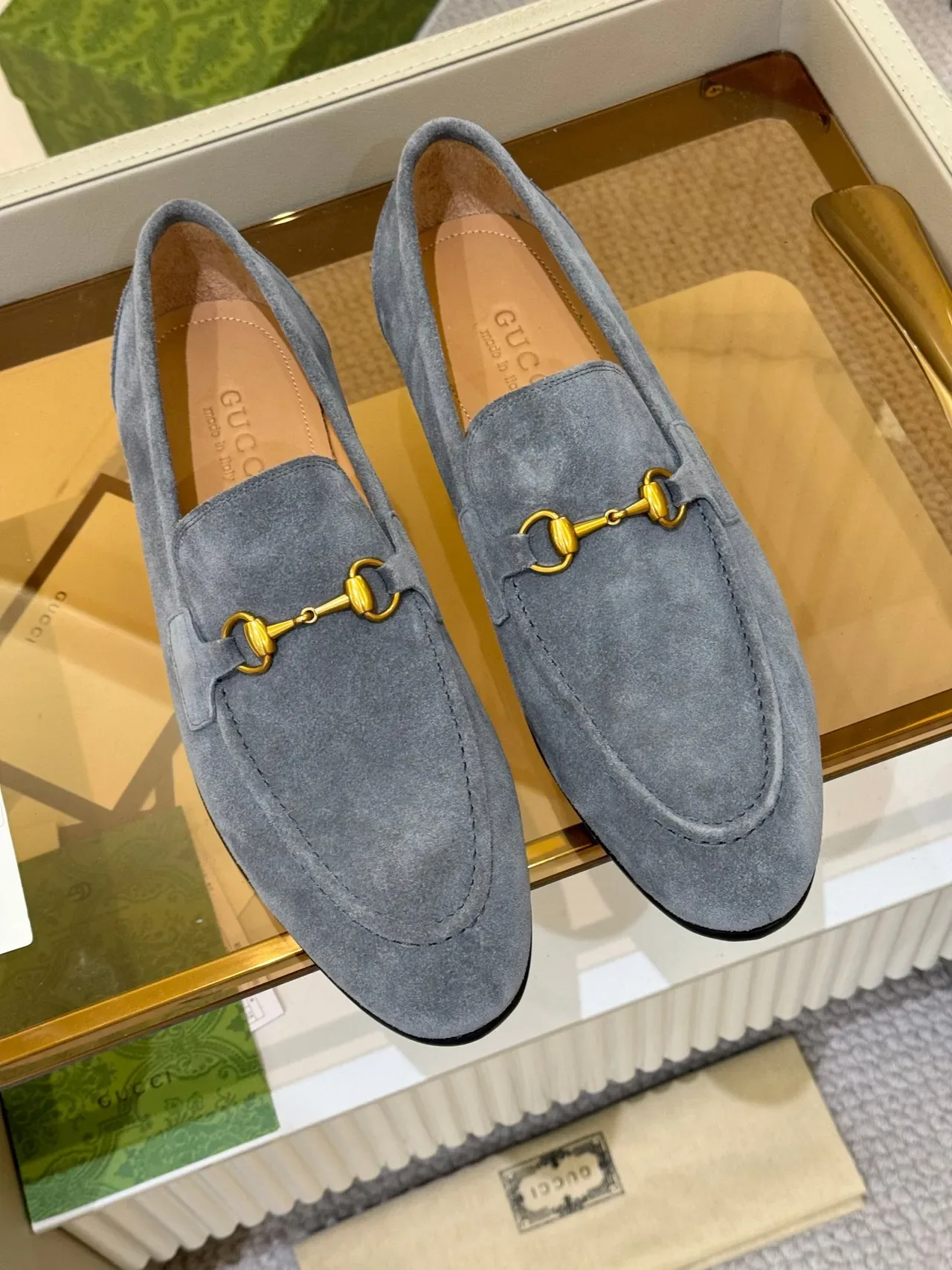 Gucci Horsebit 1955 Gray Suede Loafers 4