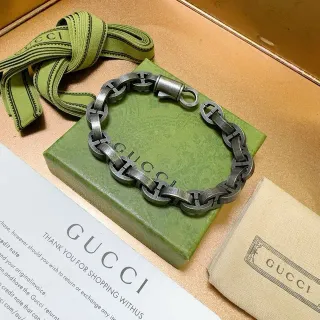 Gucci Horsebit 1955 Interlocking H-Link 氧化银手链