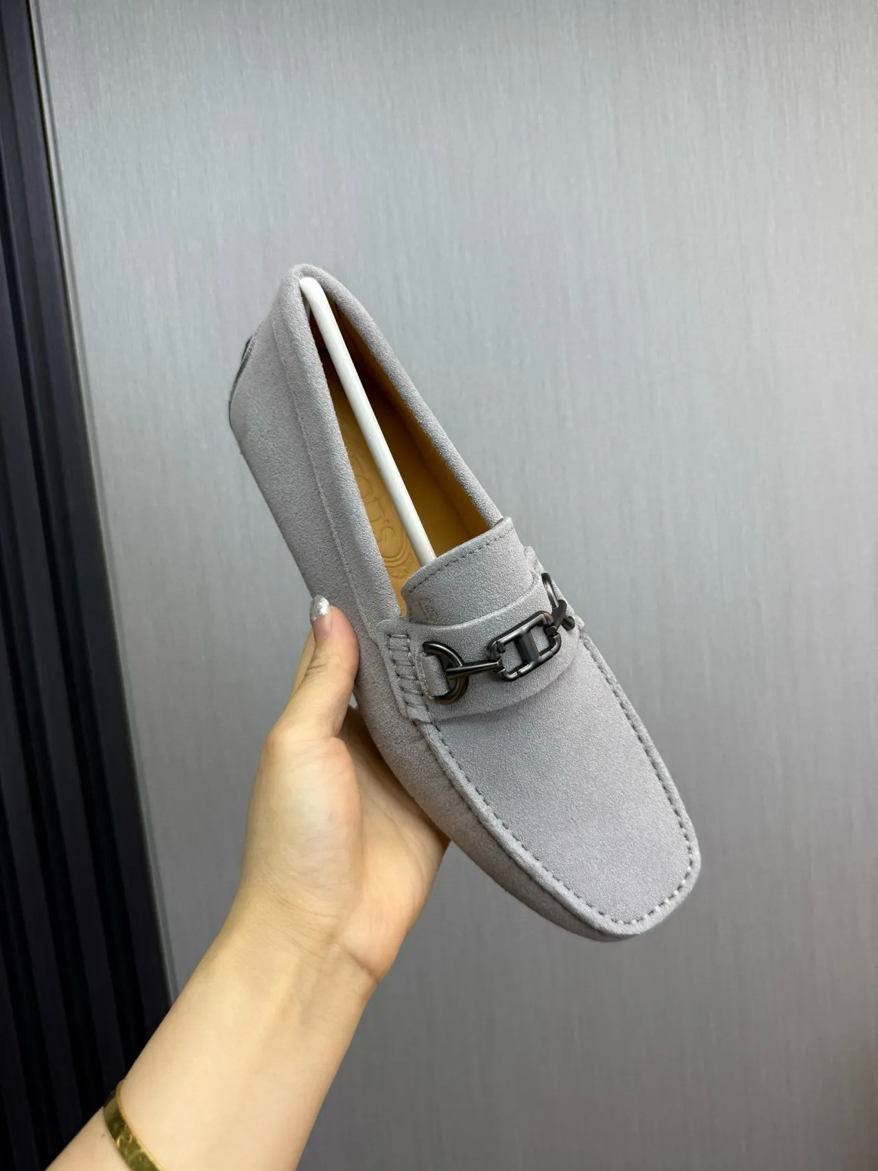 Gucci Horsebit 1955 Light Gray Suede Loafers 2