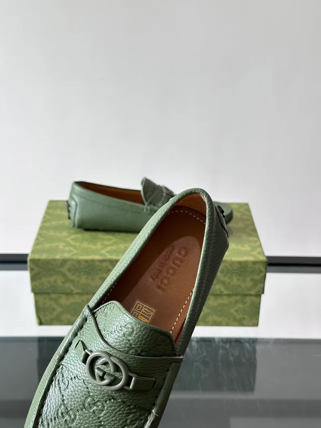 Gucci Horsebit 1955 সেজ গ্রিন পেবল্ড লেদার লুফার 3