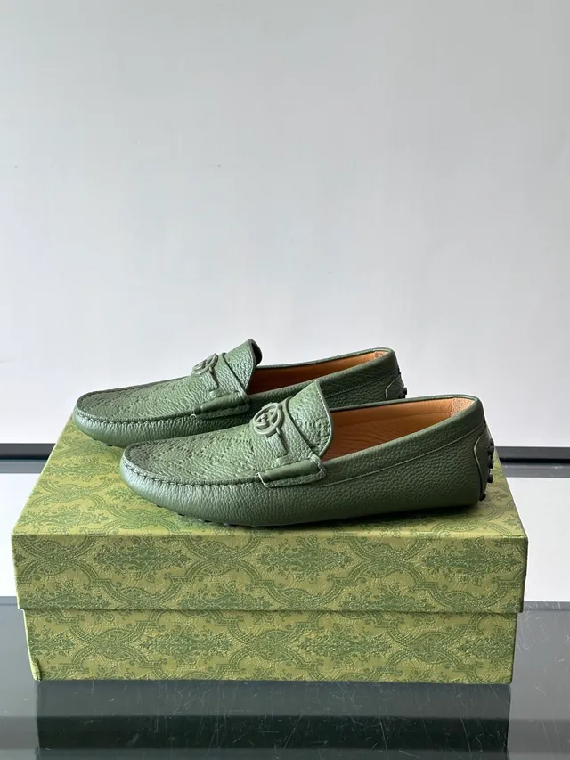 Gucci Horsebit 1955 সেজ গ্রিন পেবল্ড লেদার লুফার 5