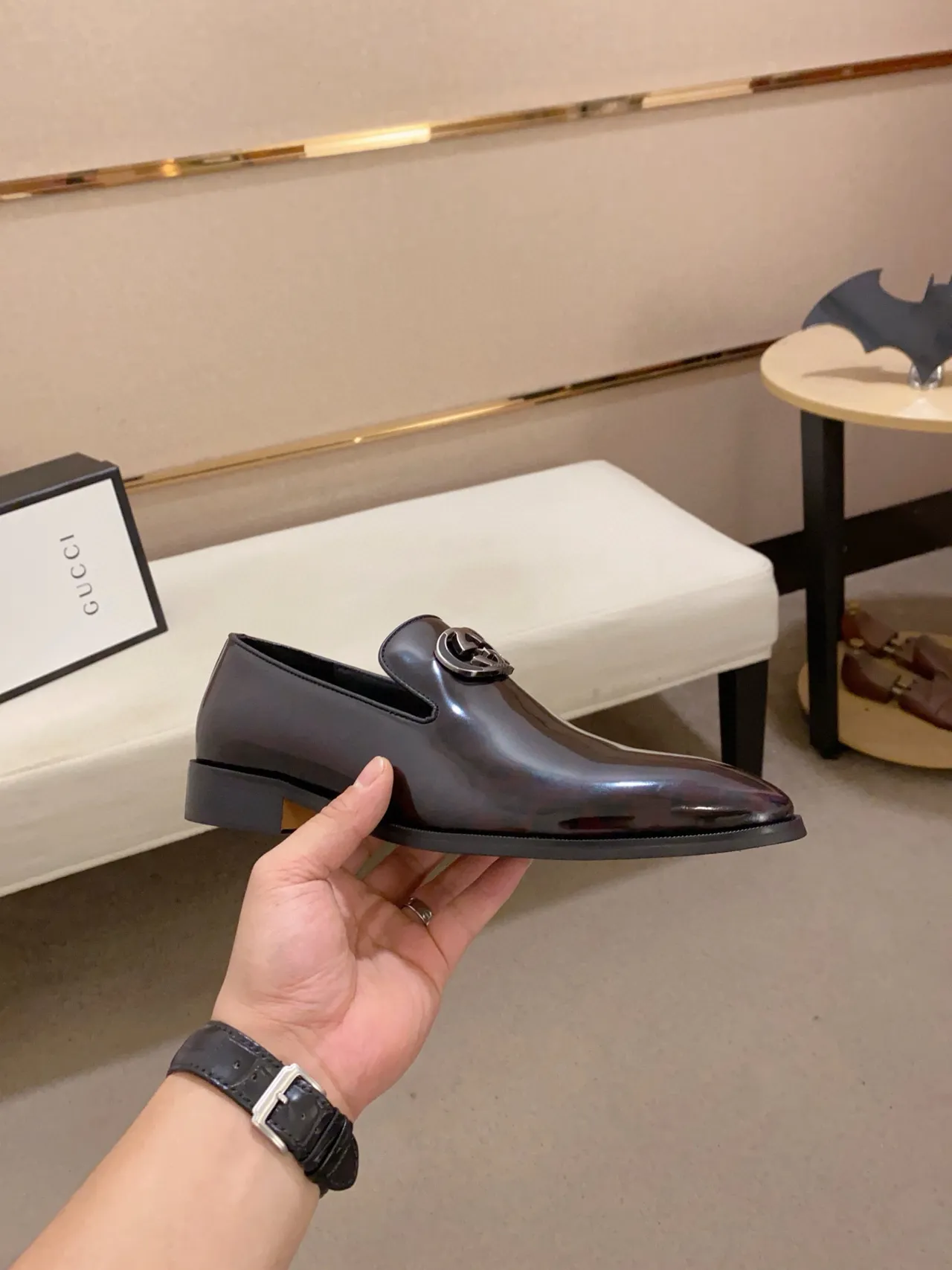 Gucci Horsebit Loafer চকচকে কালো পেটেন্ট চামড়া লোফার 4