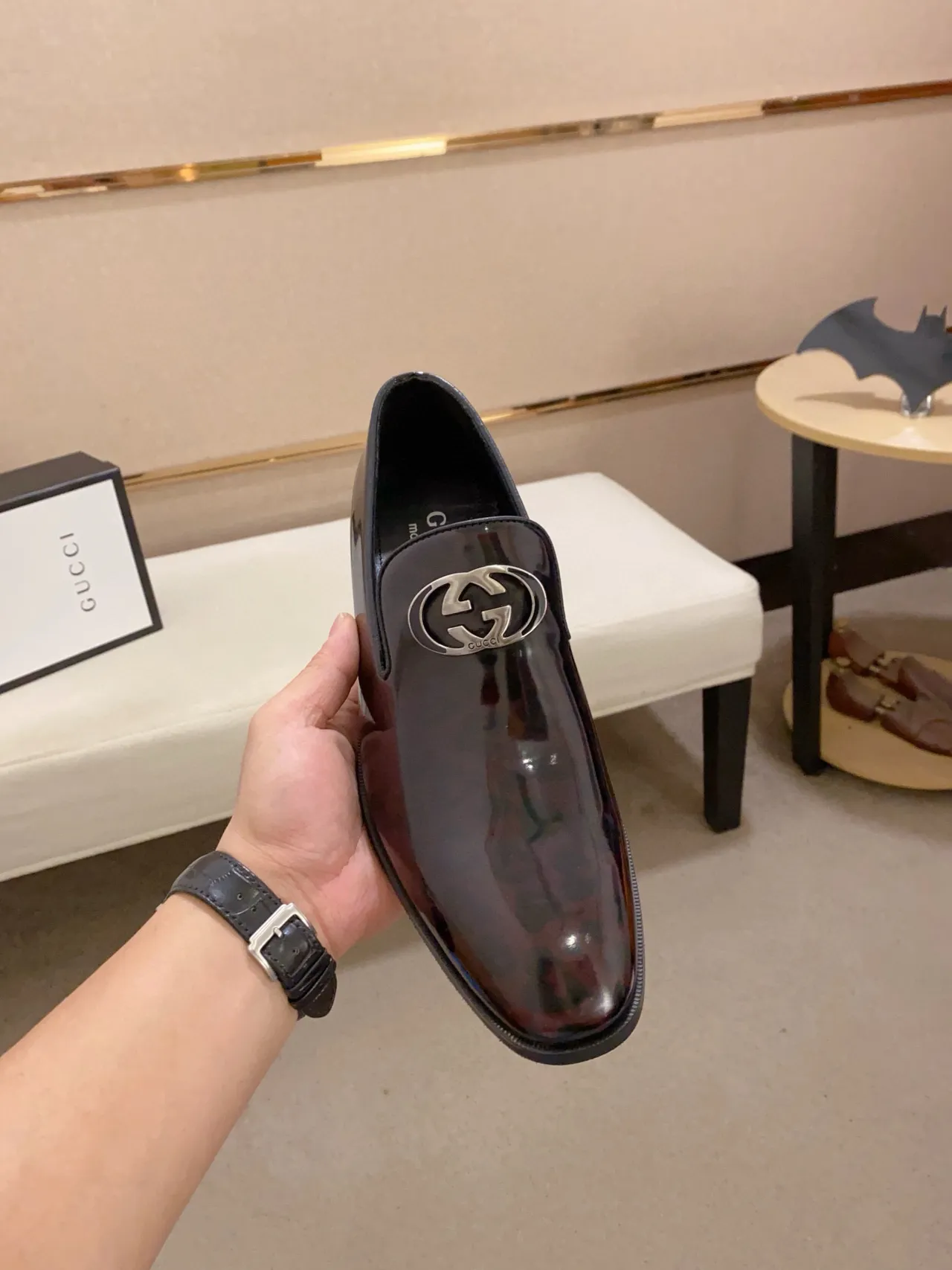 Gucci Horsebit Loafer চকচকে কালো পেটেন্ট চামড়া লোফার 5
