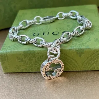 سوار Gucci Interlocking G Twisted Rope-Link فضي