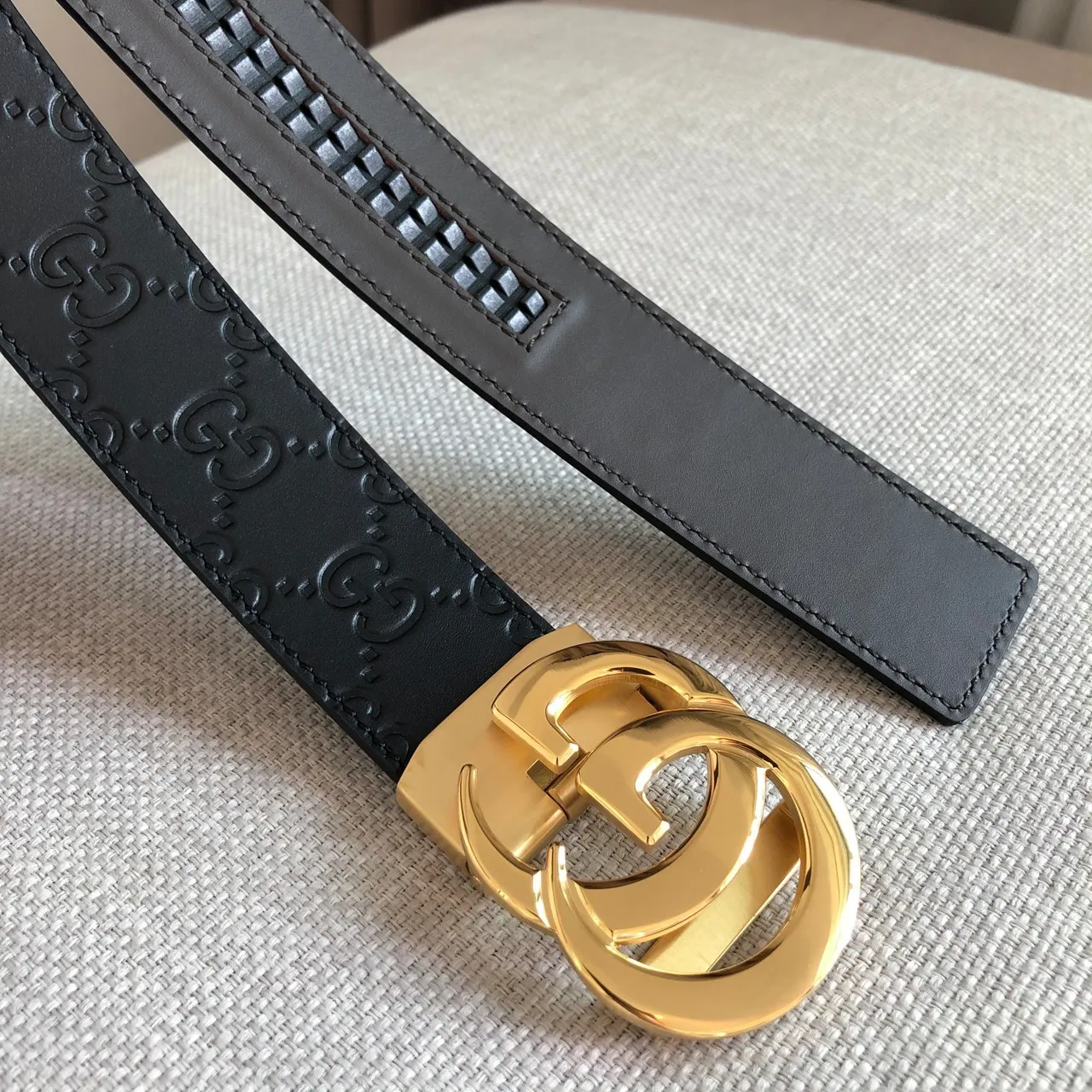 Gucci Ophidia Fechadura Deslizante Automática Cinto de Couro Preto 2