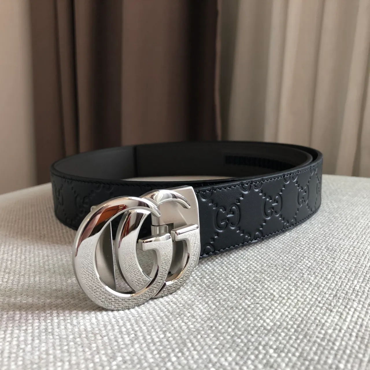 Gucci Ophidia Fechadura Deslizante Automática Cinto de Couro Preto 4