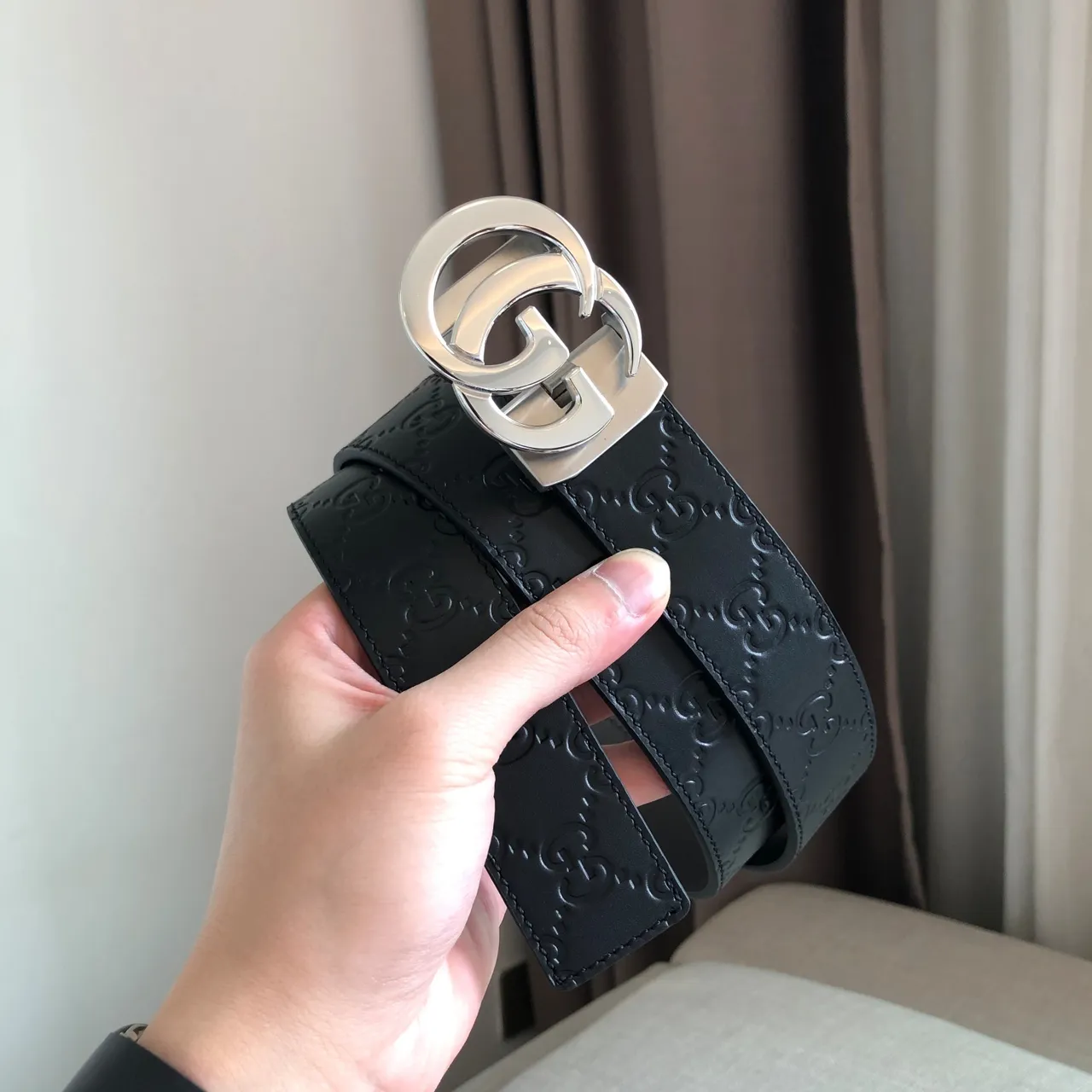 Gucci Ophidia Fechadura Deslizante Automática Cinto de Couro Preto 5