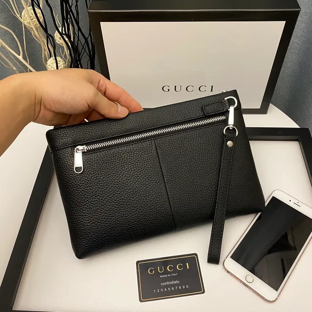 Gucci Ophidia 黑色压纹皮革信封手拿包 7