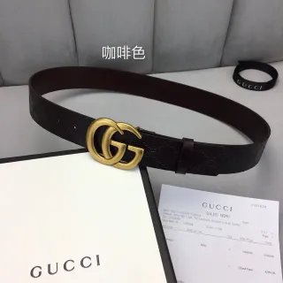 Gucci Ophidia 棕金压花 GG Monogram 互锁双 G 皮革腰带