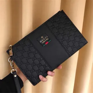 Gucci Ophidia Embossed GG Monogram Black Zip-Top Clutch