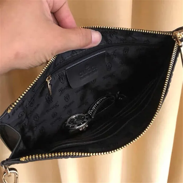 Gucci Ophidia Embossed GG Monogram Black Zip-Top Clutch 2