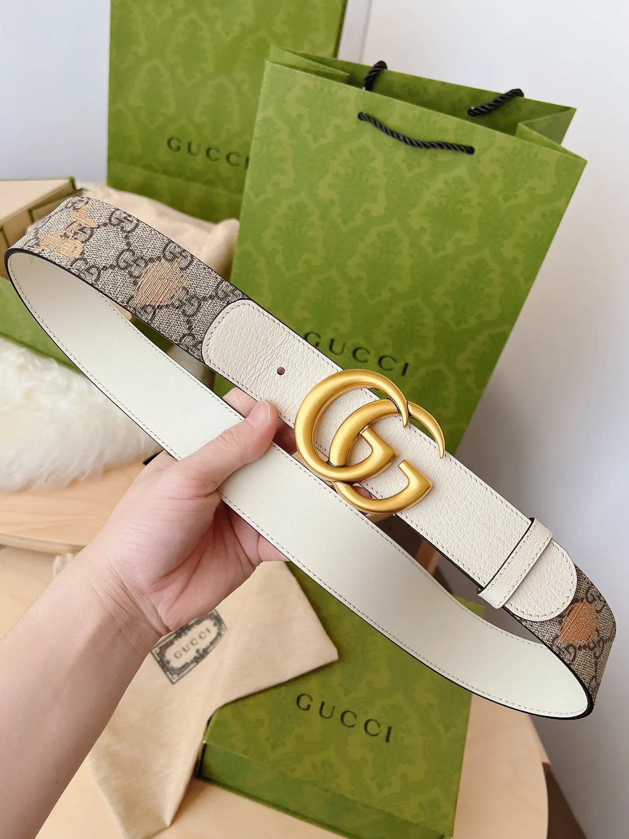Gucci Ophidia GG Monogram Fruit Print Leather Belt 6