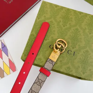 Cinto Gucci Ophidia GG Supreme de Canvas e Couro Vermelho