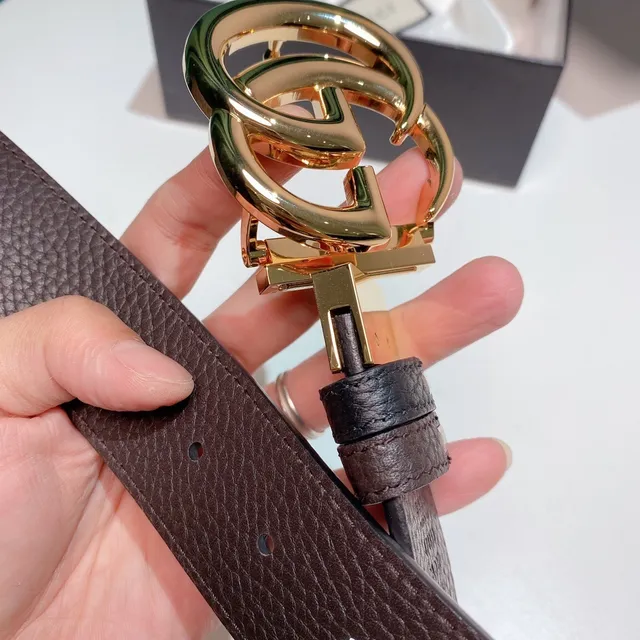 Gucci Ophidia Interlocking Double G Cinto de couro com textura de pedrinhas 3