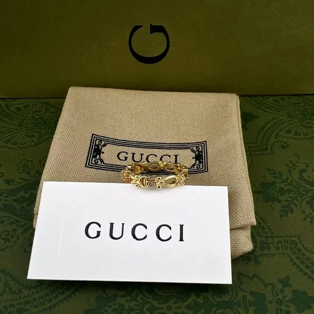 Gucci Ornate Interlocking G Multi-Metal Stacking Rings 6