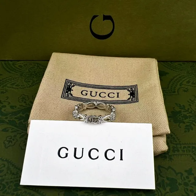 Gucci Ornate Interlocking G Multi-Metal Stacking Rings 7