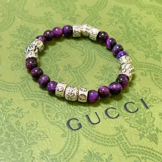 Gucci Pulsera Charms Interlocking G Morado y Plata