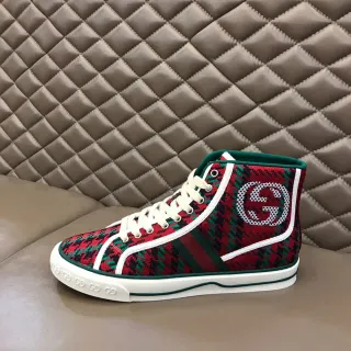 Gucci Zapatillas Lifestyle Roja y Verde de Tricot con Patrón Pied-de-Poule de Alto