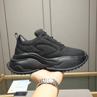 Gucci Rhyton Black Quilted GG Jacquard Chunky Sneakers