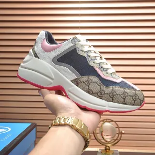 Gucci Rhyton GG Monogram Canvas Navy Pink Chunky Sneakers