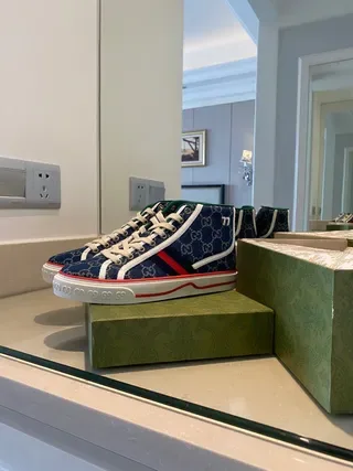 Gucci Rhyton Bleu Marine GG Monogram Baskets Lifestyle Hautes 2