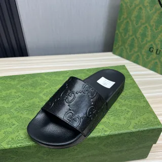 Gucci Screener Black Embossed GG Monogram Slipper