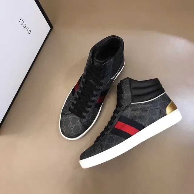 Gucci Screener काला धूसर लाल हरा सुनहरा जीवनशैली स्नीकर 3