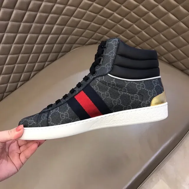 Gucci Screener काला धूसर लाल हरा सुनहरा जीवनशैली स्नीकर 8