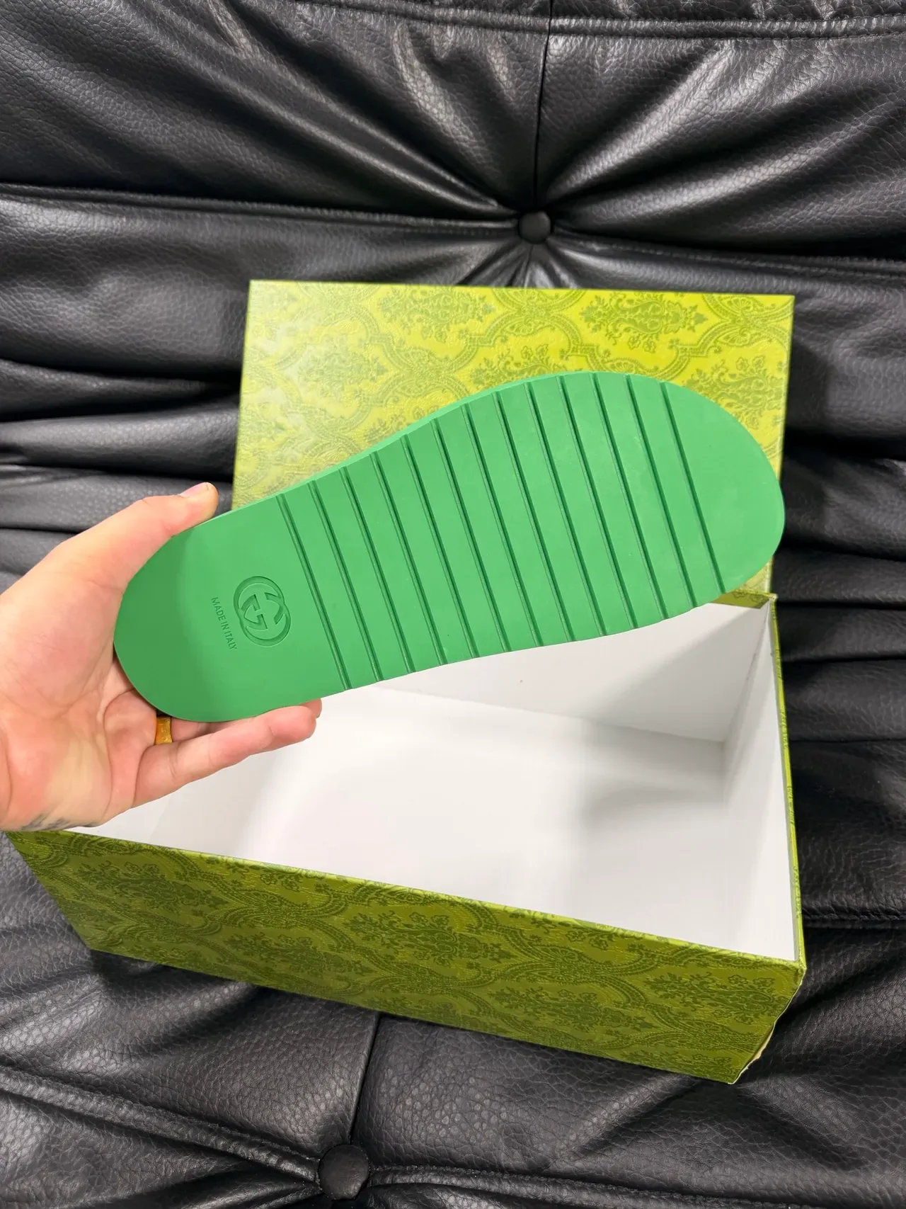 Gucci Screener Sandales Slides Vertes 2