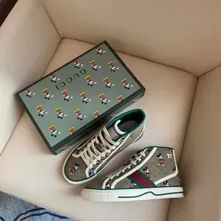 Gucci Screener Monogram Canvas verde rojo Web zapatillas lifestyle de alto