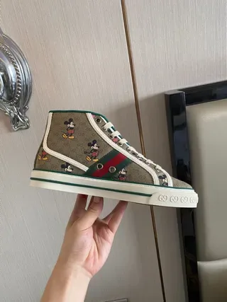 Gucci Screener Monogram Canvas verde rojo Web zapatillas lifestyle de alto 7