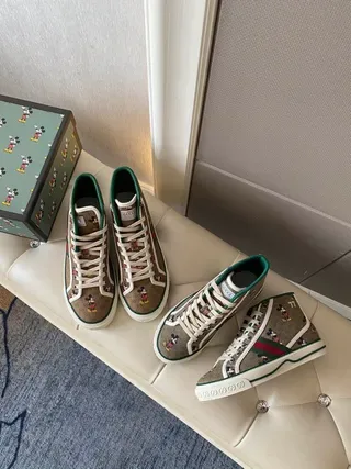 Gucci Screener Monogram Canvas verde rojo Web zapatillas lifestyle de alto 9
