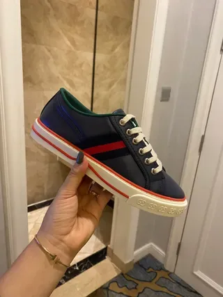 Gucci Screener Chaussures lifestyle bleu marine et vert Web 2