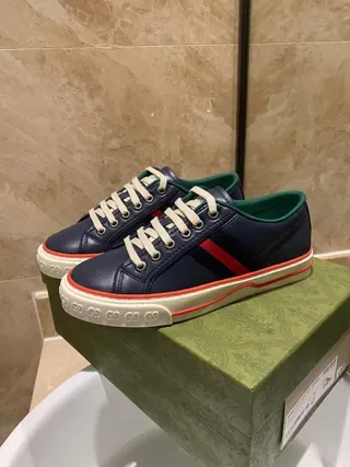 Gucci Screener Chaussures lifestyle bleu marine et vert Web 4