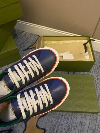 Gucci Screener Chaussures lifestyle bleu marine et vert Web 6