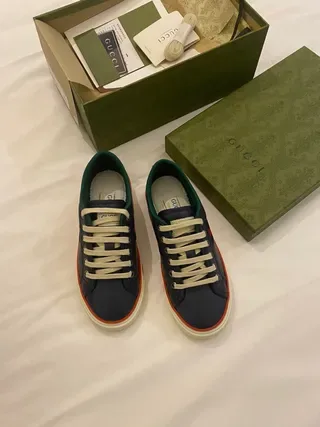 Gucci Screener Chaussures lifestyle bleu marine et vert Web 7