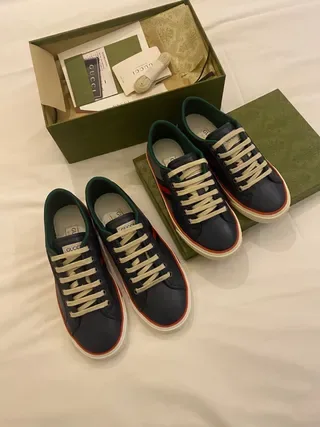 Gucci Screener Chaussures lifestyle bleu marine et vert Web 9