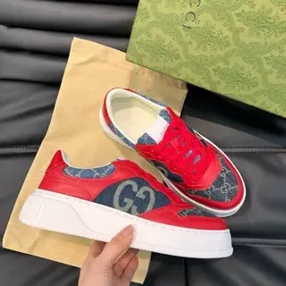Gucci Screener Rojo y Azul Denim Interlocking GG Lifestyle Sneakers