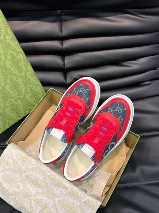 Gucci Screener Rouge et Bleu Denim Interlocking GG Lifestyle Sneakers 2