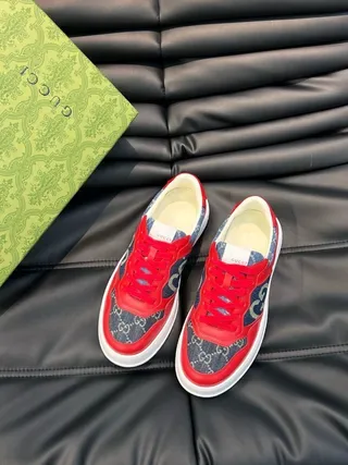Gucci Screener Rouge et Bleu Denim Interlocking GG Lifestyle Sneakers 3