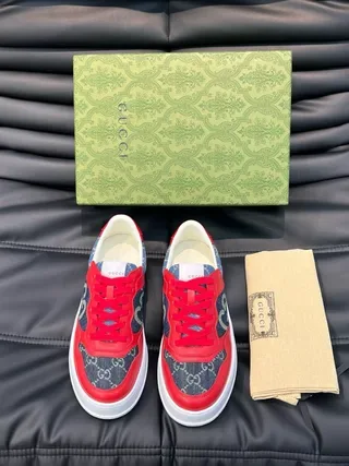 Gucci Screener Rouge et Bleu Denim Interlocking GG Lifestyle Sneakers 6
