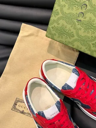 Gucci Screener Rouge et Bleu Denim Interlocking GG Lifestyle Sneakers 7