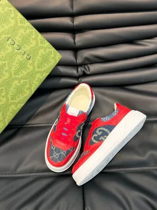 Gucci Screener Rouge et Bleu Denim Interlocking GG Lifestyle Sneakers 8