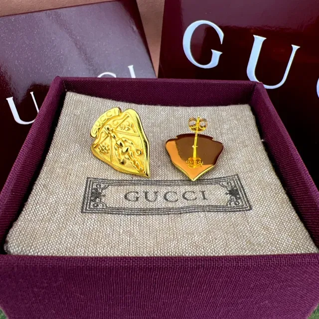 Gucci Shield Crest Gold-Tone Earrings 4