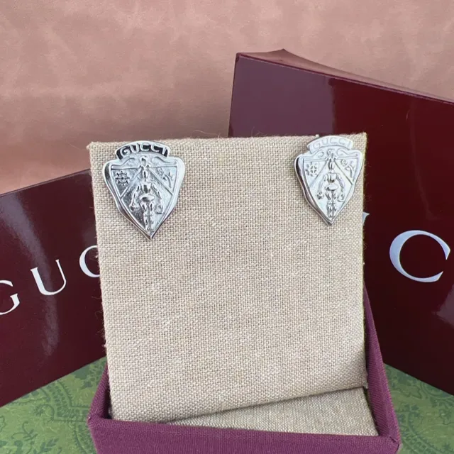 Gucci Shield Crest Gold-Tone Earrings 5