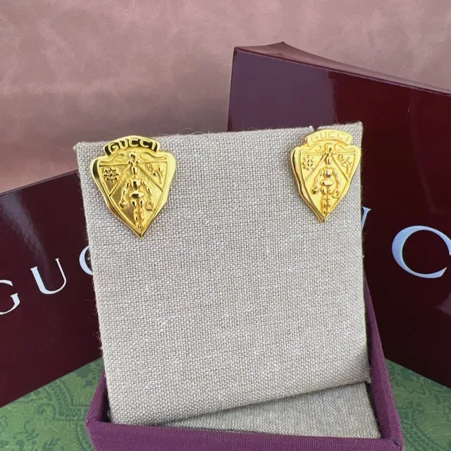 Gucci Shield Crest Gold-Tone Earrings 6