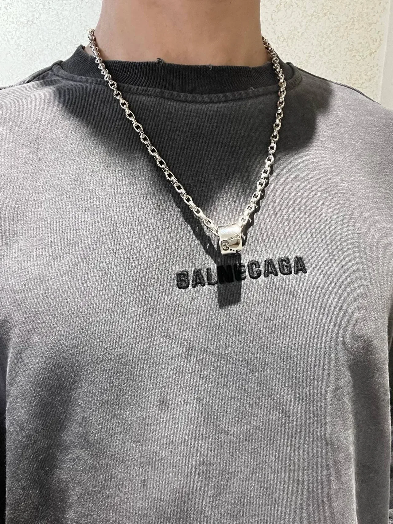 Gucci Silver Engraved Link Chain Necklace 5