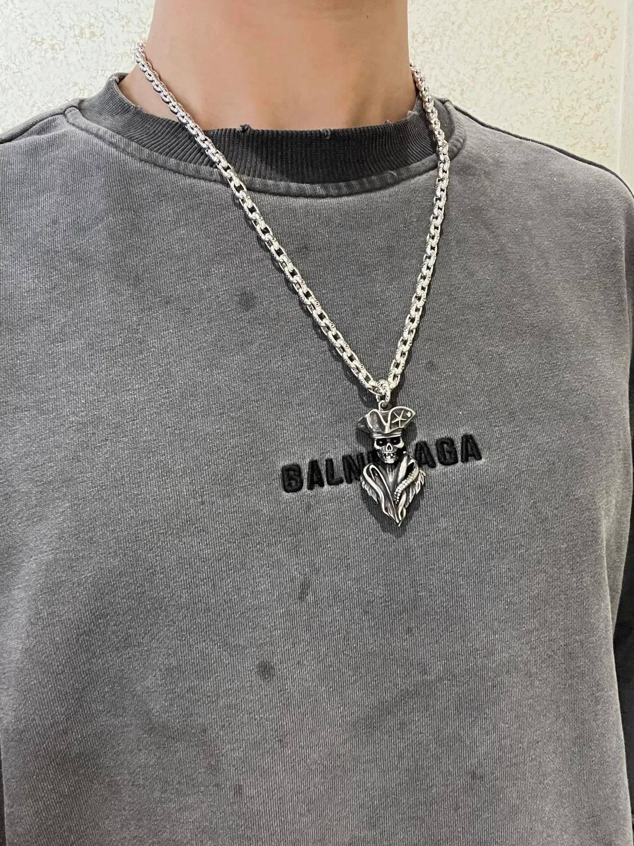 Gucci Collier Chaîne Argentée Verte Crâne 8