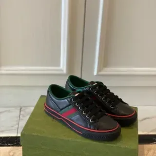 Gucci Tennis 1977 Negro Verde Rojo Rayas Web Zapatillas Lifestyle